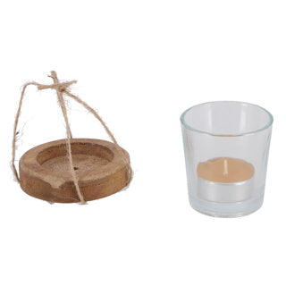 Teelichthalter Maro Helder Naturalglas Holz 7.5x7.5x7cm