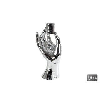 Candlestick Hand Silber Polystone 10x8x21cm