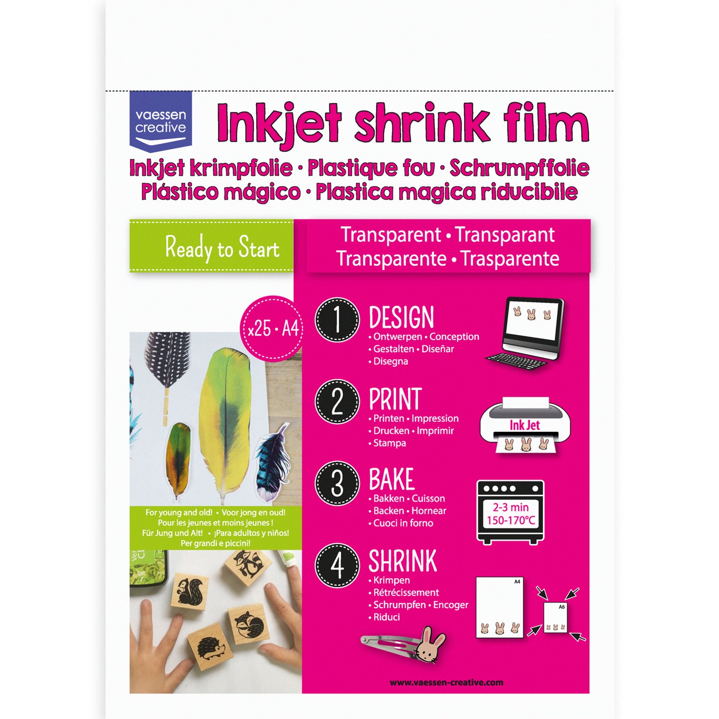 Vaessen creative • Schrumpffolie Inkjet A4 transparent 25 Stk