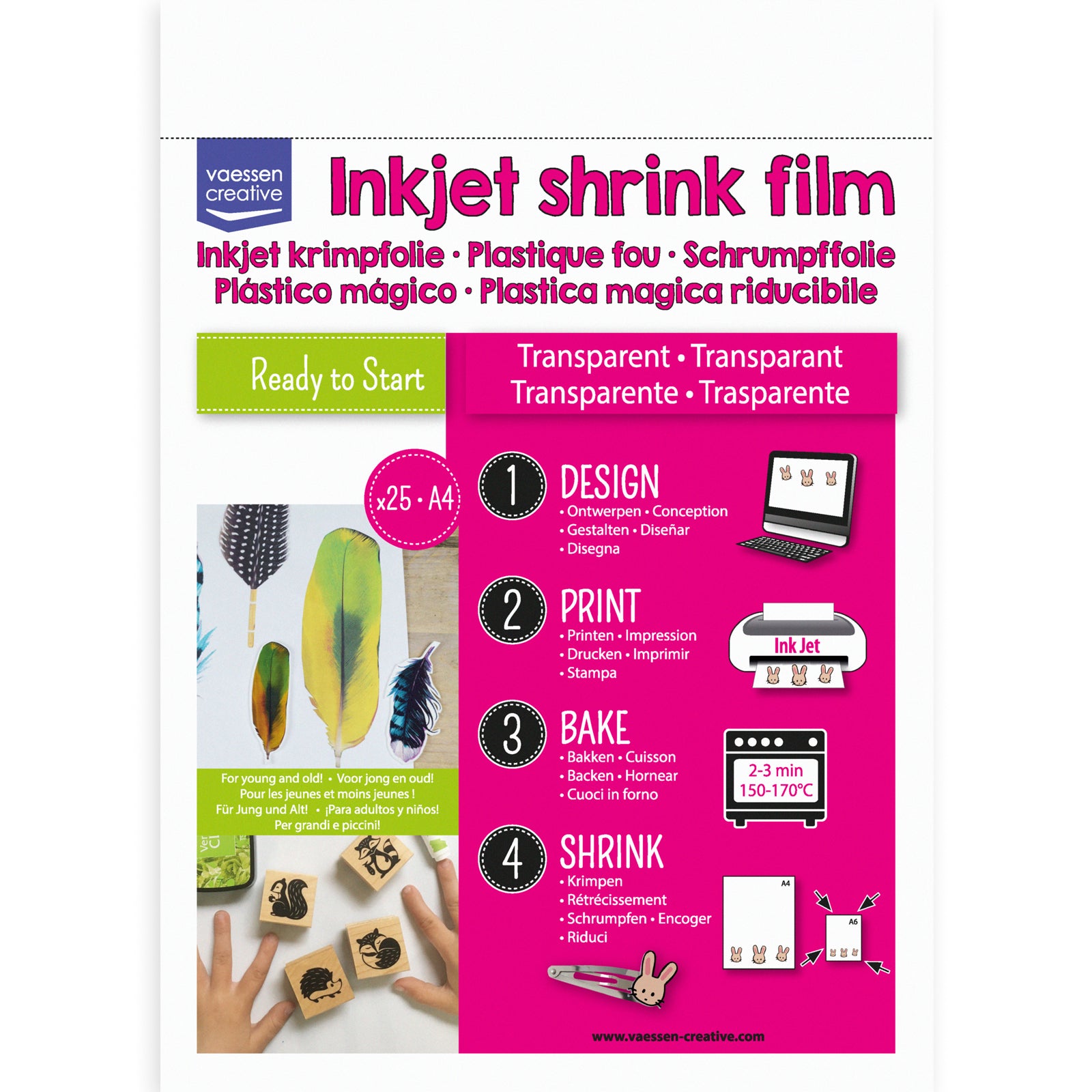 Vaessen creative • Schrumpffolie Inkjet A4 transparent 25 Stk