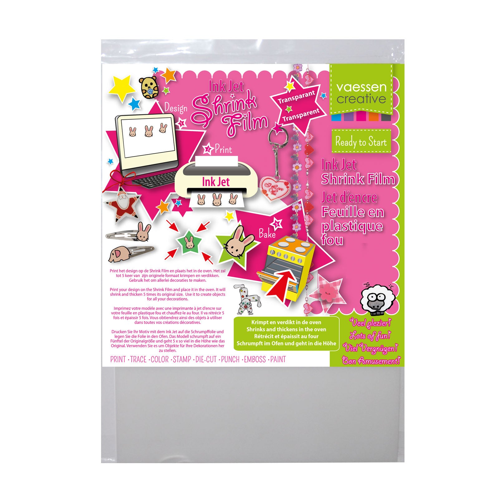 Vaessen creative • Schrumpffolie Inkjet A4 transparent 250 Stk