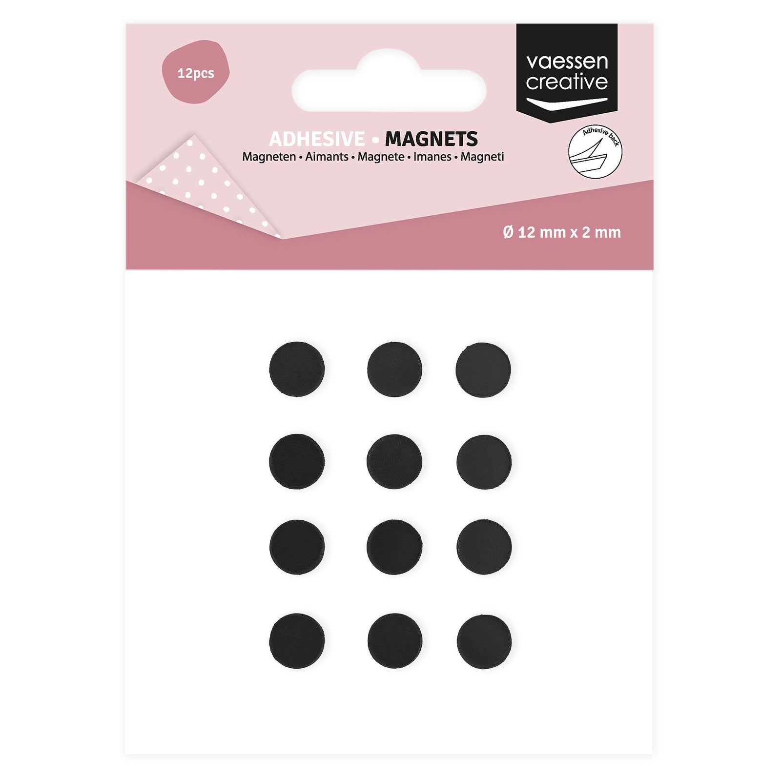 Vaessen creative • Magnete zum Aufkleben, 12 mm x 2 mm, 12 Stück