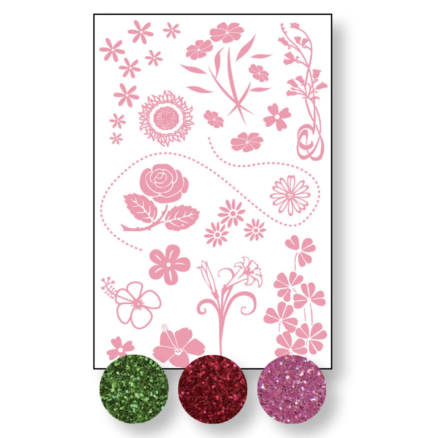 Vaessen creative • Transfer + 3x Glitzerpflanzen-Blumen