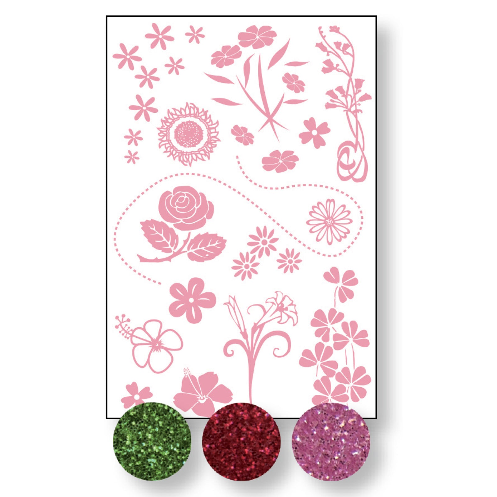 Vaessen creative • Transfer + 3x Glitzerpflanzen-Blumen