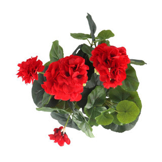 Künstliche Pflanze Geranium rot in Topfgrau