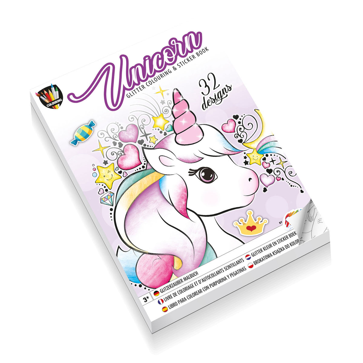 Kreative Handwerksgruppe Glitzer Farben Aufkleber Buch Einhorn