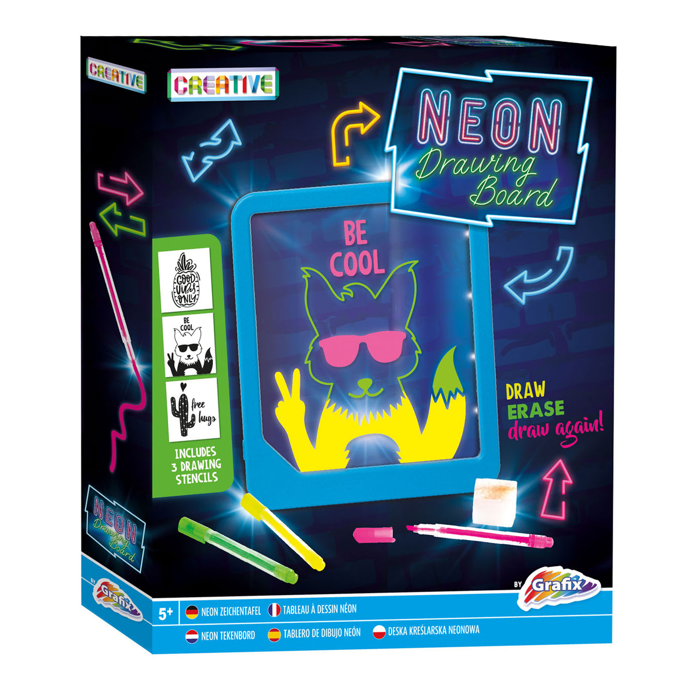 Neon -Zeichenbrett mit Licht