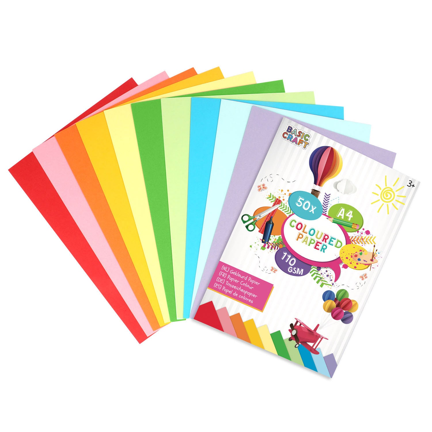 Creative Craft Group Colored Paper A4 110 GSM, 50 Blätter
