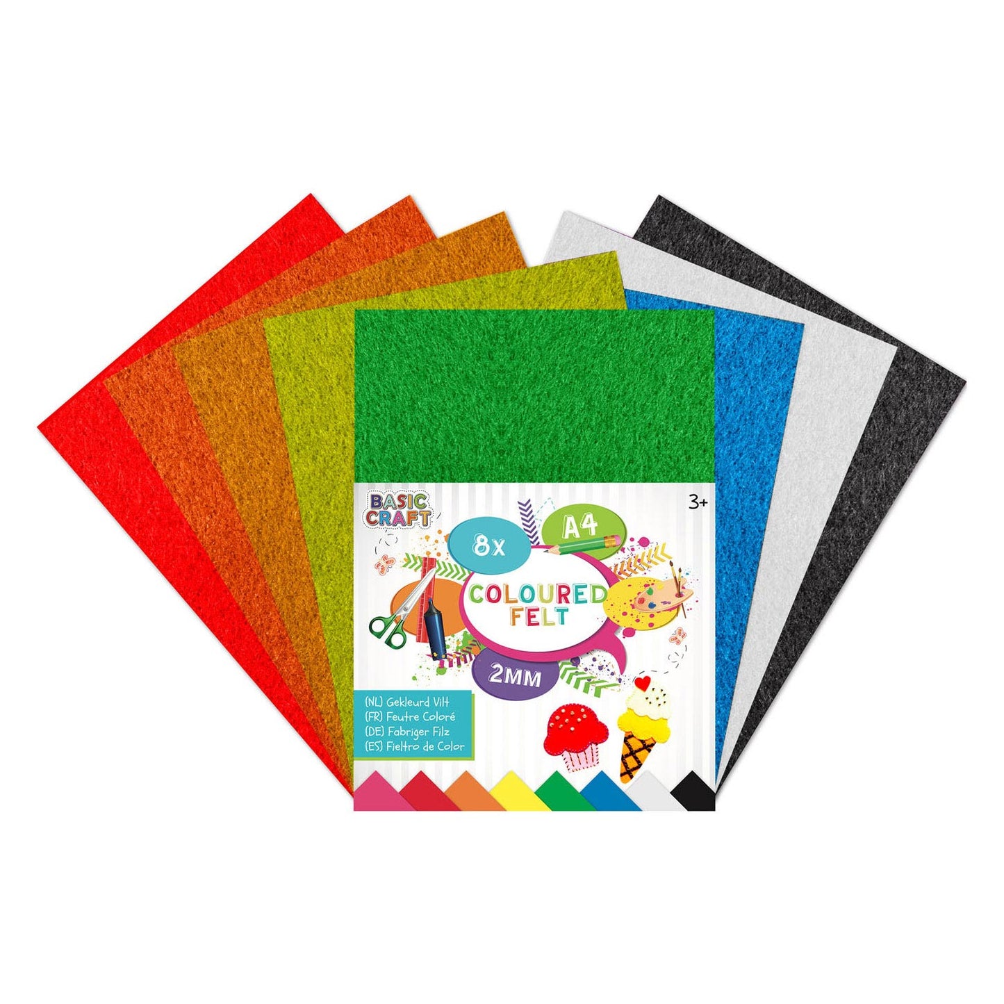 Creative Craft Group farbig Filz A4, 8 Blätter