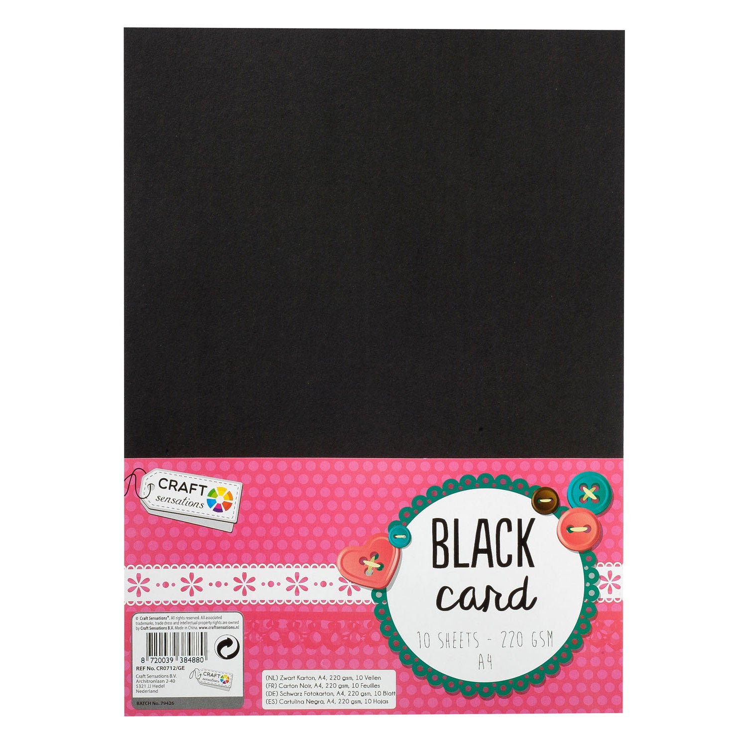 Kreative Handwerksgruppe Hobby Pappe Black A4, 10 Blätter