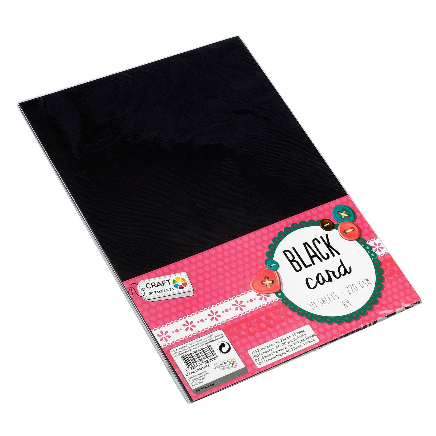 Kreative Handwerksgruppe Hobby Pappe Black A4, 10 Blätter