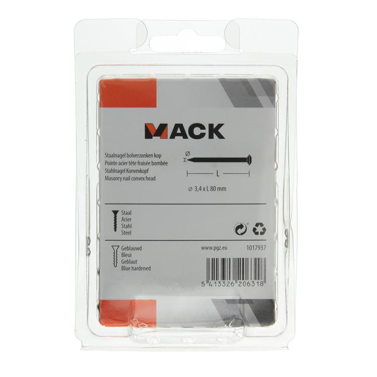 Mack 1017937 - Stahlnagel BVK Stahl gebläut 200 gr 3,4 x 80 mm | 5 Stück