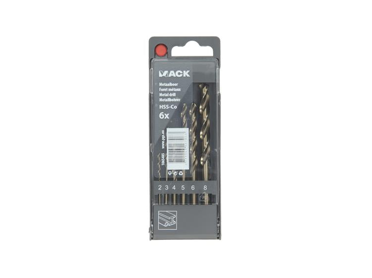 Mack 1065485 – Metallbohrer HSS CO5 % DIN 338 Set 6-teilig 2–8 mm | 5 Stück