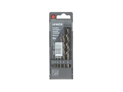 Mack 1065485 – Metallbohrer HSS CO5 % DIN 338 Set 6-teilig 2–8 mm | 5 Stück