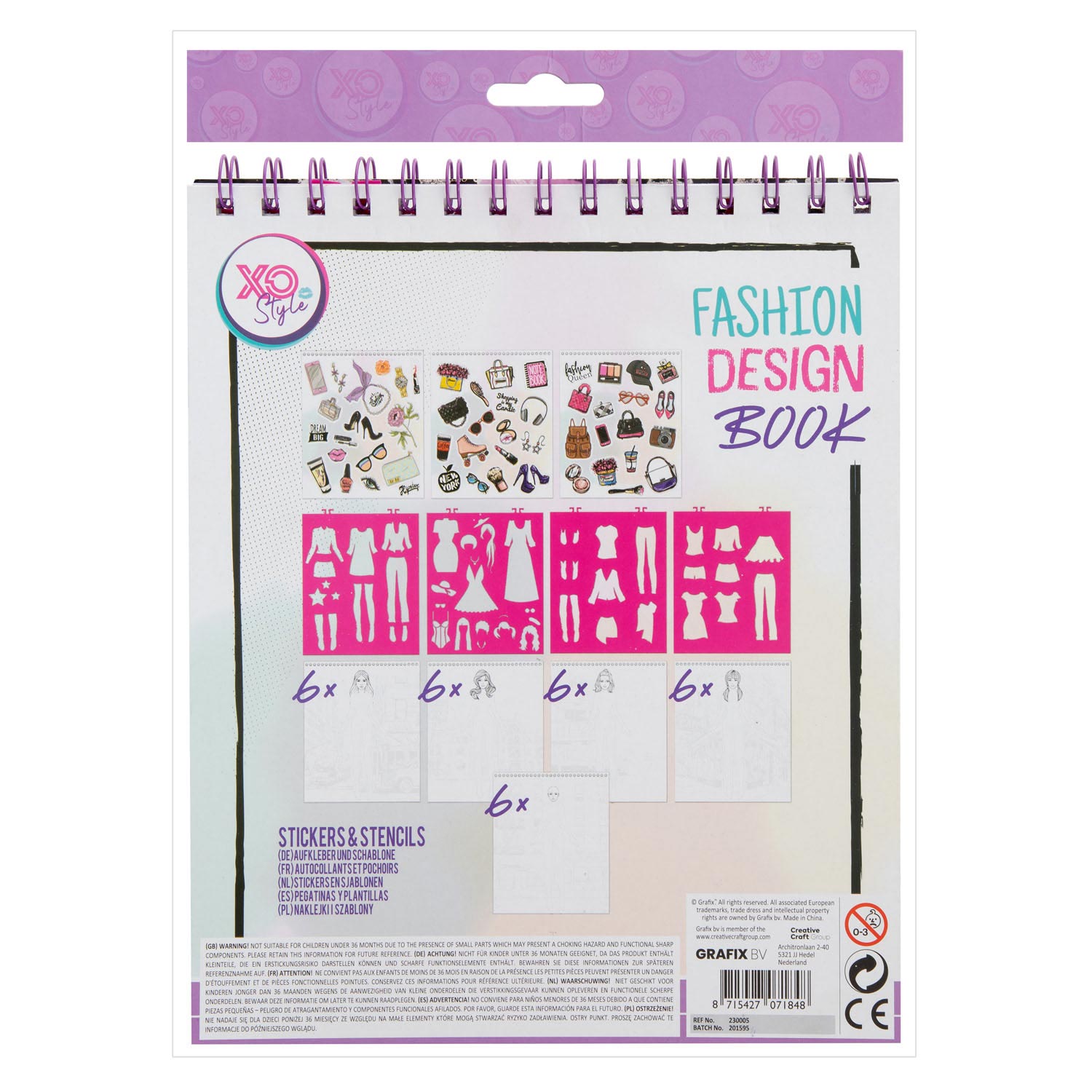 Grafix Fashion Design Sticker Book + Schablone