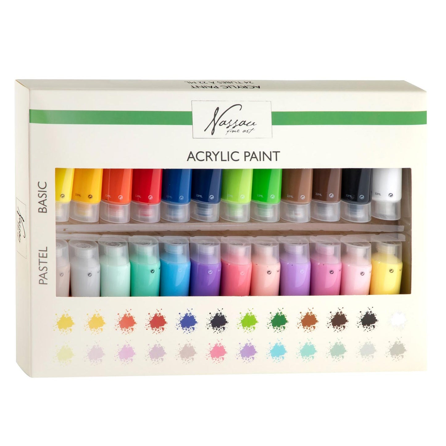 Nassau Acrylfarbenbasis und Pastellfarben, 24x22ml