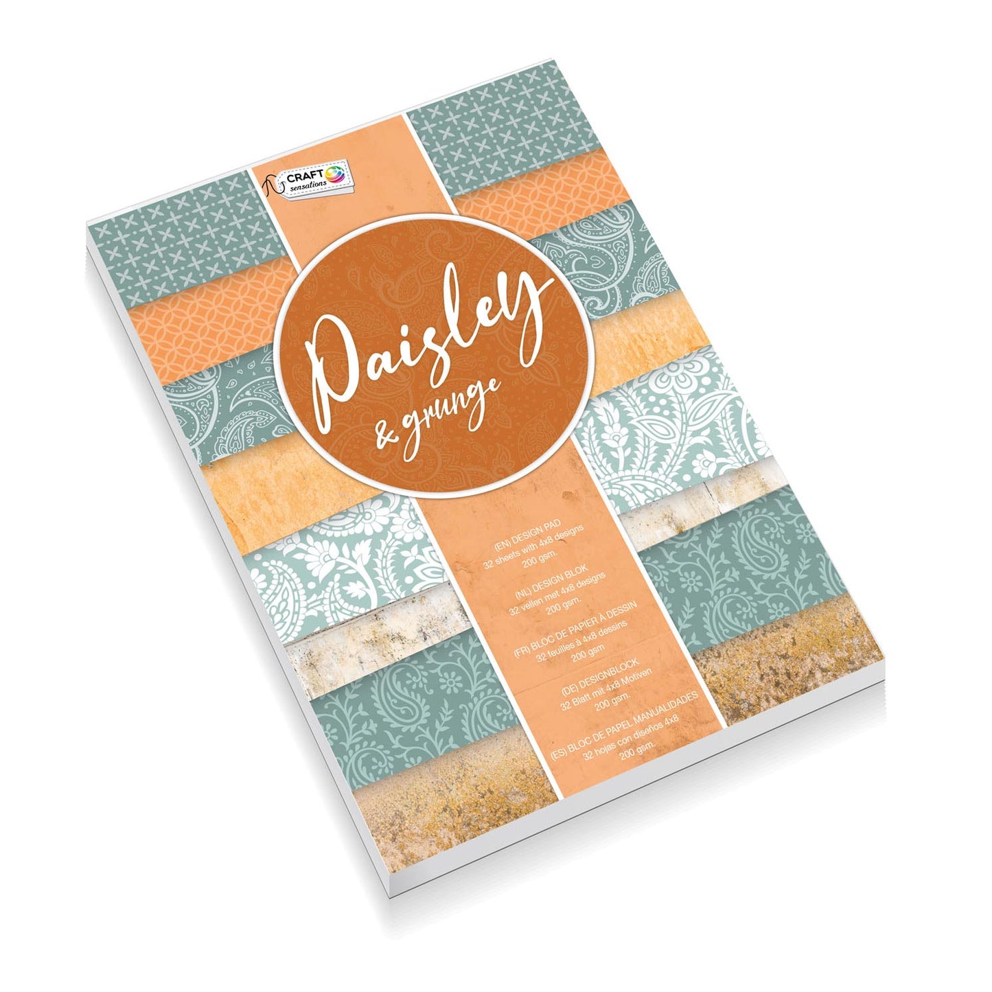 Kreative Handwerksgruppe Craft Cardon A5, 32 Felling Paisley Grunge