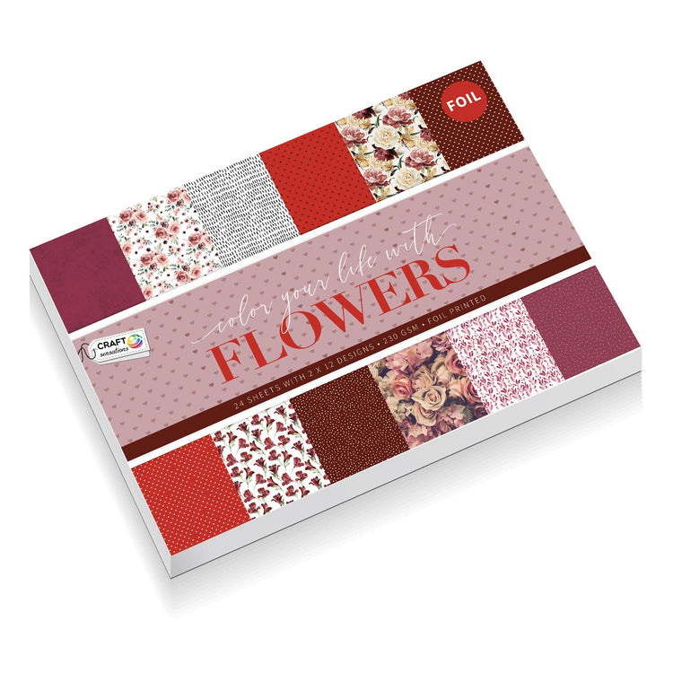 Bastelpappe mit Folie, 24 Laken - Blumen