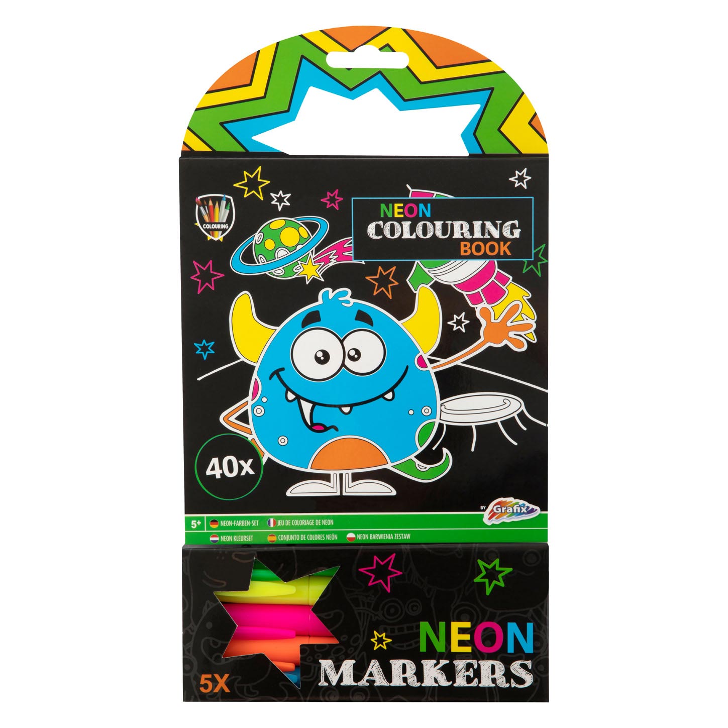 Grafix Colorbook Neon mit 5 Marker Rocket