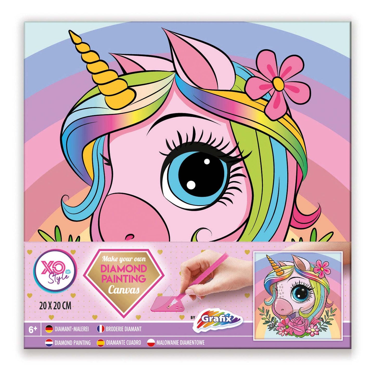 Bastelsatz Diamand Painting Leinwand - Einhorn