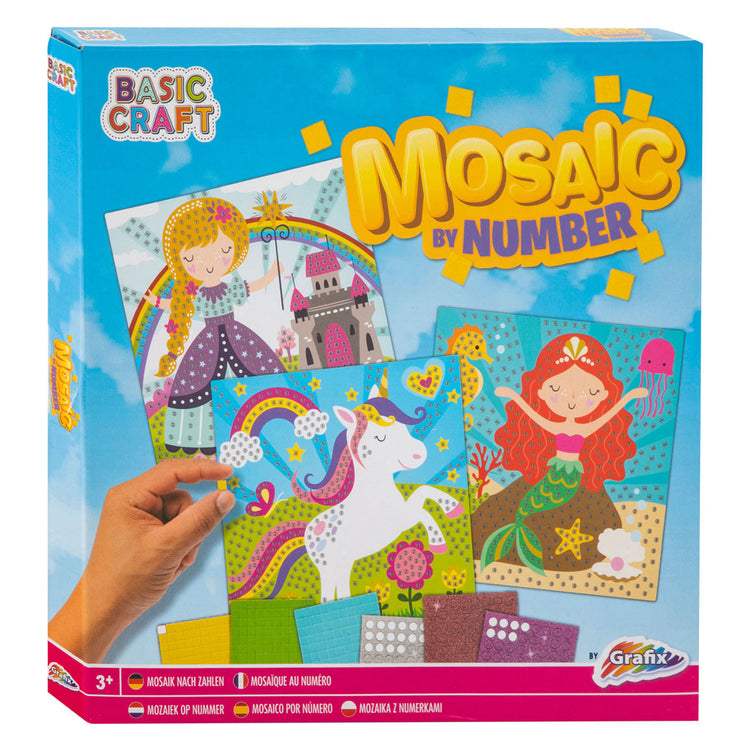Mosaik nach Zahlen – Einhorn, Prinzessin und Meerjungfrau
