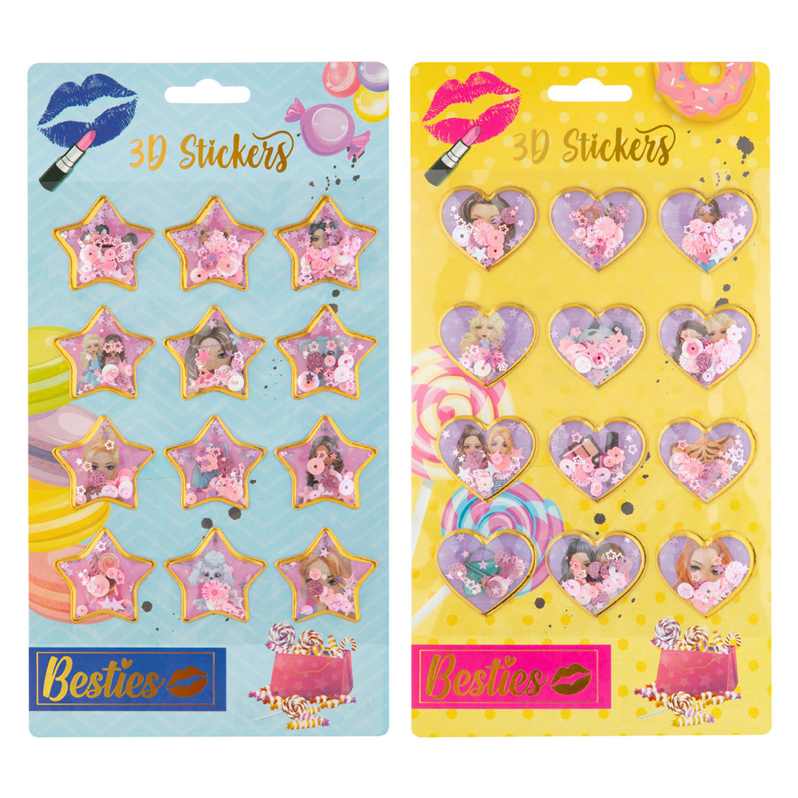Besties Grafix 3D-Glitzeraufkleber, 12er-Pack