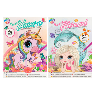 Kreative Handwerksgruppe Glitzerfarbe und Aufkleberbuch Unicorn Mermaid