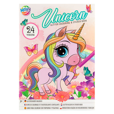 Kreative Handwerksgruppe Glitzerfarbe und Aufkleberbuch Unicorn Mermaid