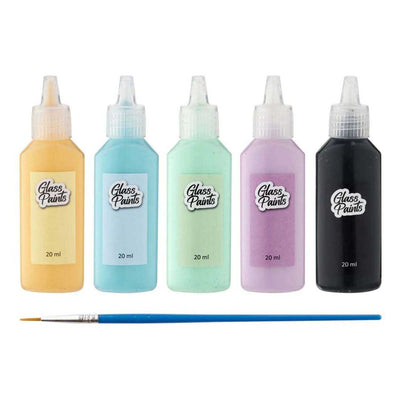 Kreative Bastelgruppenglasfarbe mit Pinsel, 5x22ml