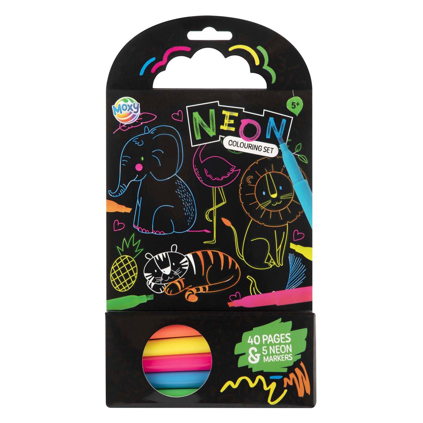 Creative Craft Group Colorbook Tiere mit 5 Neonmarkierungen, 40 Blätter