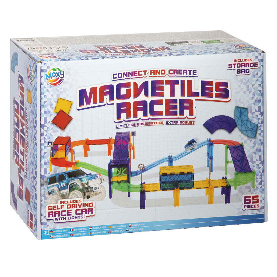 Kreative Bastelgruppe Magnetic Building Toys Tiles Autobahn mit Auto und Aufbewahrung, Beutel,