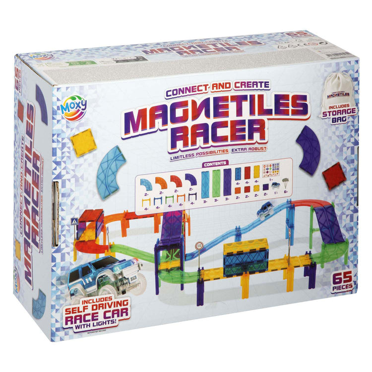 Kreative Bastelgruppe Magnetic Building Toys Tiles Autobahn mit Auto und Aufbewahrung, Beutel,