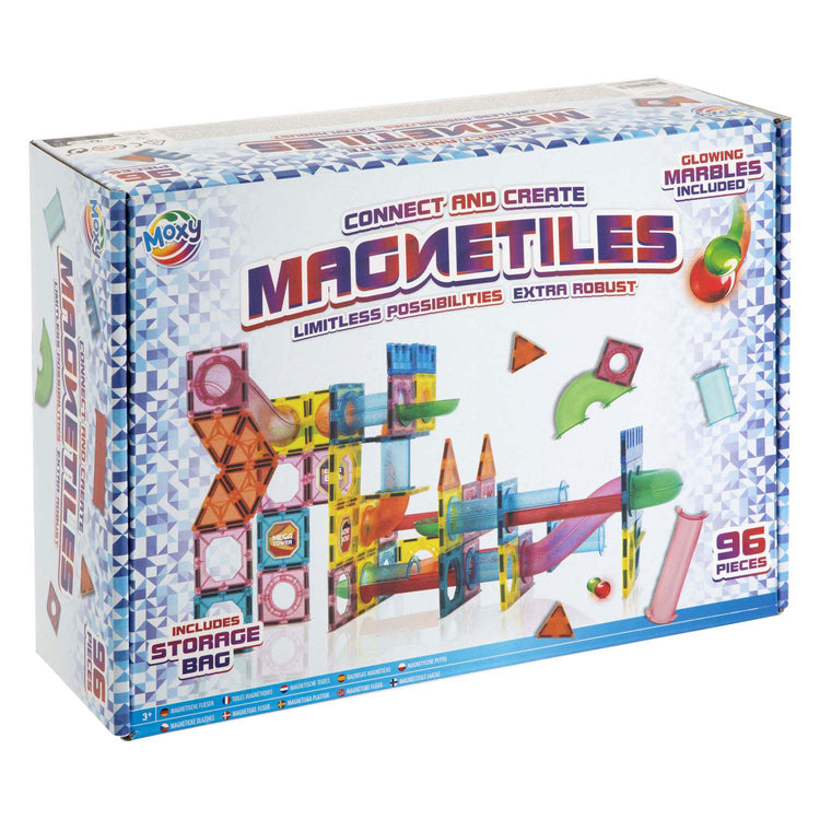 Kreative Handwerksgruppengebäude Spielzeug Magnetfliesen XL mit Aufbewahrungstasche, 96dlg.