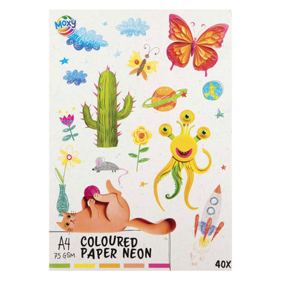Kreative Handwerksgruppe Farbpapier Fluor A4, 40 Blätter 5 Farben