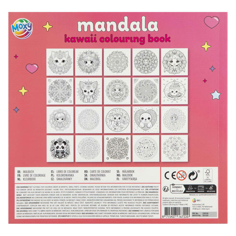 Kreatives Bastelgruppen-Mandala-Kawaii-Malbuch – 20 Blatt