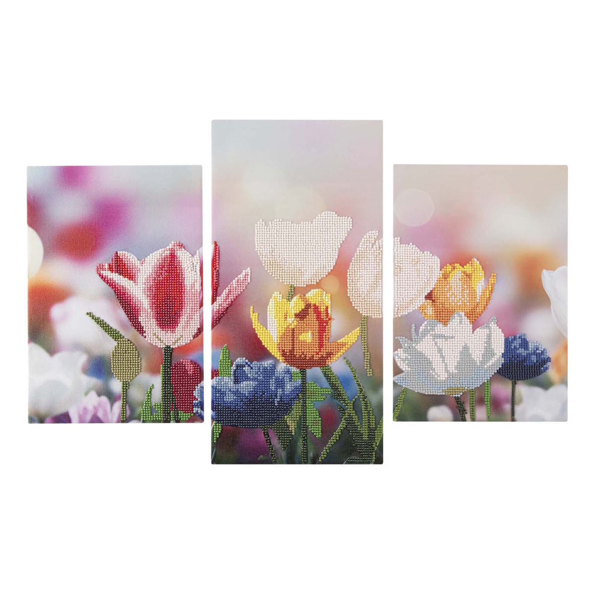 Kreative Bastelgruppe, Diamantmalerei, Triptychon-Blumen