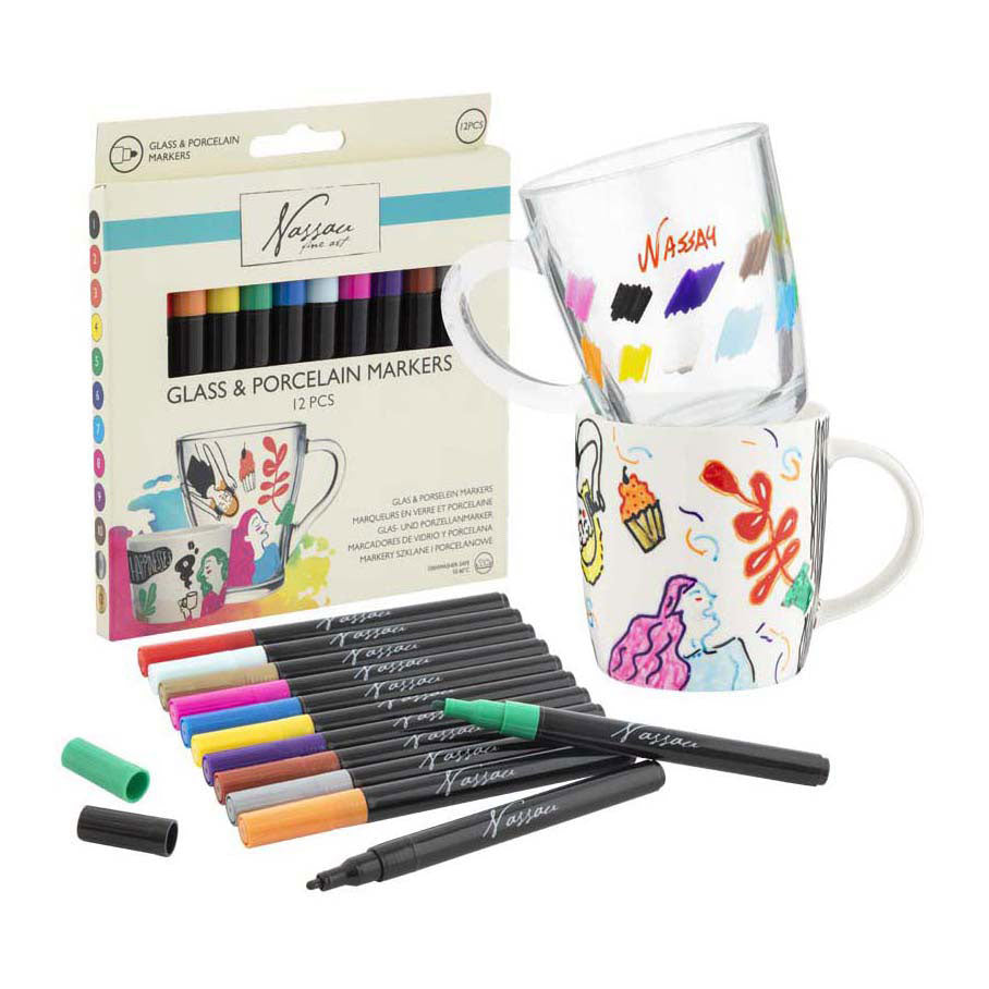 Filz -Pens -Glas und Porzellan 12 Stücke