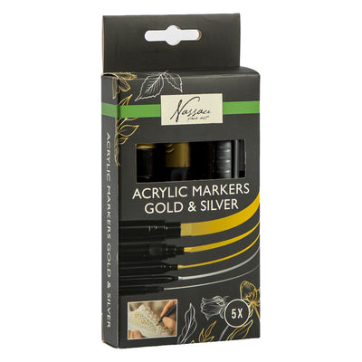 Creative Craft Group Nassau Acrylmarker-Set Gold Silber – 5-tlg.