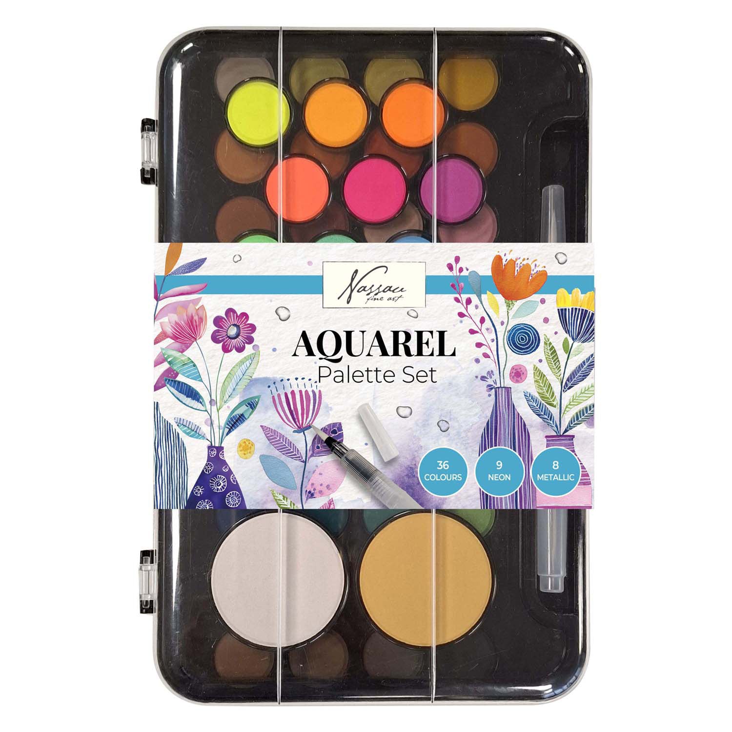 Creative Craft Group Nassau Aquarellfarben-Set mit Palette – 36 Farben