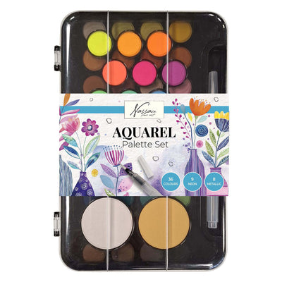 Creative Craft Group Nassau Aquarellfarben-Set mit Palette – 36 Farben