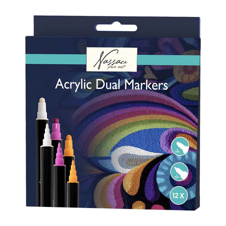 Creative Craft Group Nassau Acrylmarker mit Doppelspitze – 12 Stück.