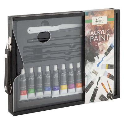 Creative Craft Group Nassau schwarzer Holzkoffer, Acryl-Set – 21-teilig.
