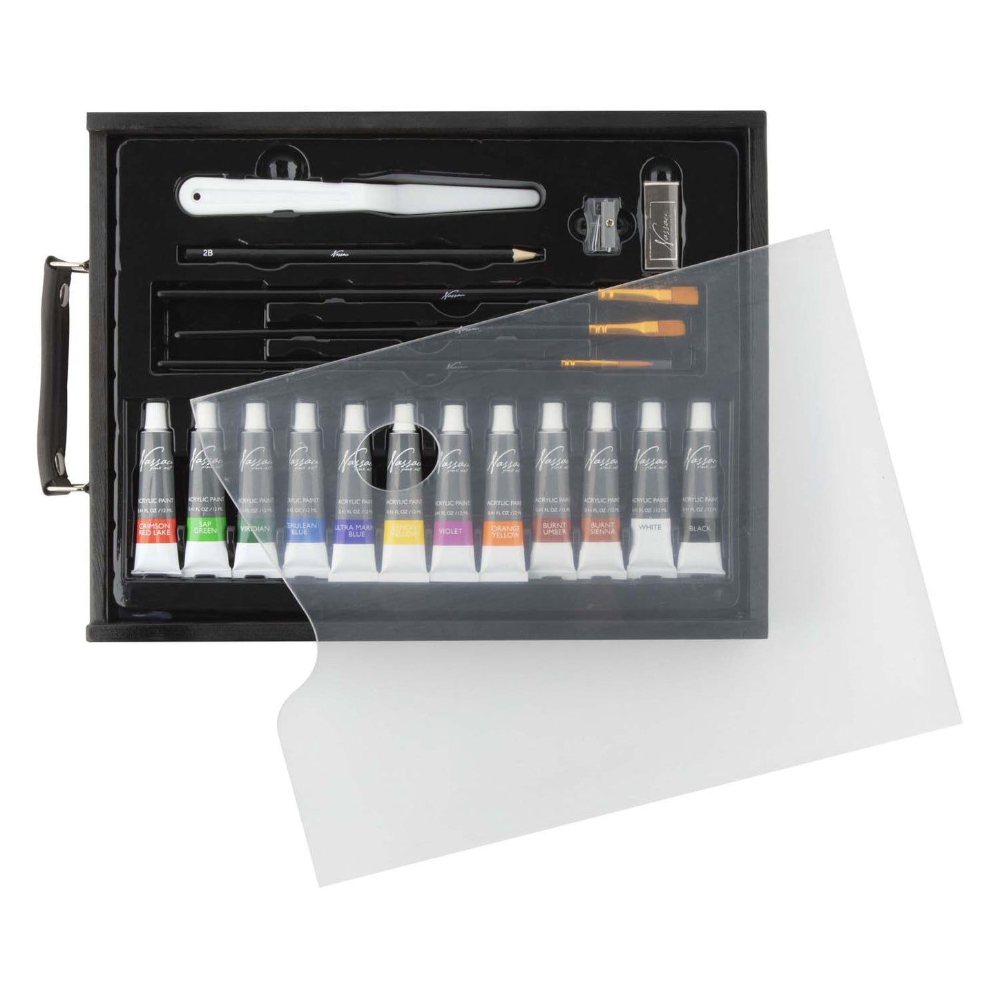 Creative Craft Group Nassau schwarzer Holzkoffer, Acryl-Set – 21-teilig.