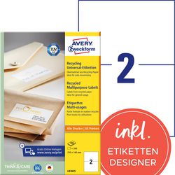 Recycelte Universaletiketten Avery Zweckform LR3655 21x148mm