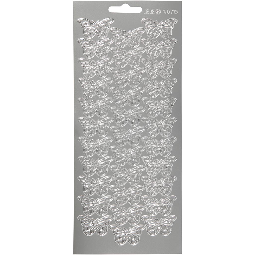 Creativ Firmenaufkleber, Schmetterlinge, Bogen 10x23 cm, silber, 1 Bogen