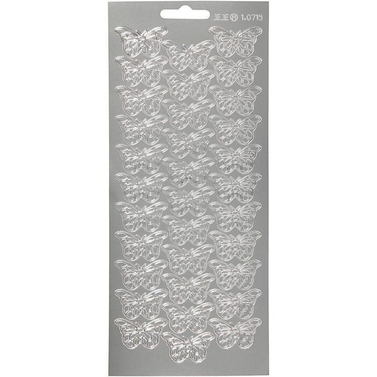 Creativ Firmenaufkleber, Schmetterlinge, Bogen 10x23 cm, silber, 1 Bogen