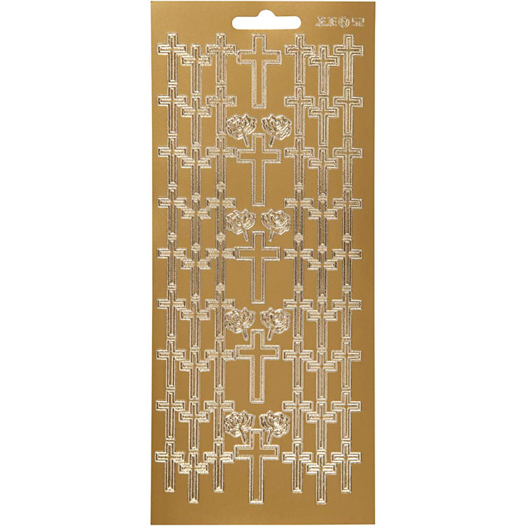 Creativ Firmenaufkleber, Kreuz, Bogen 10x23 cm, gold, 1 Bogen