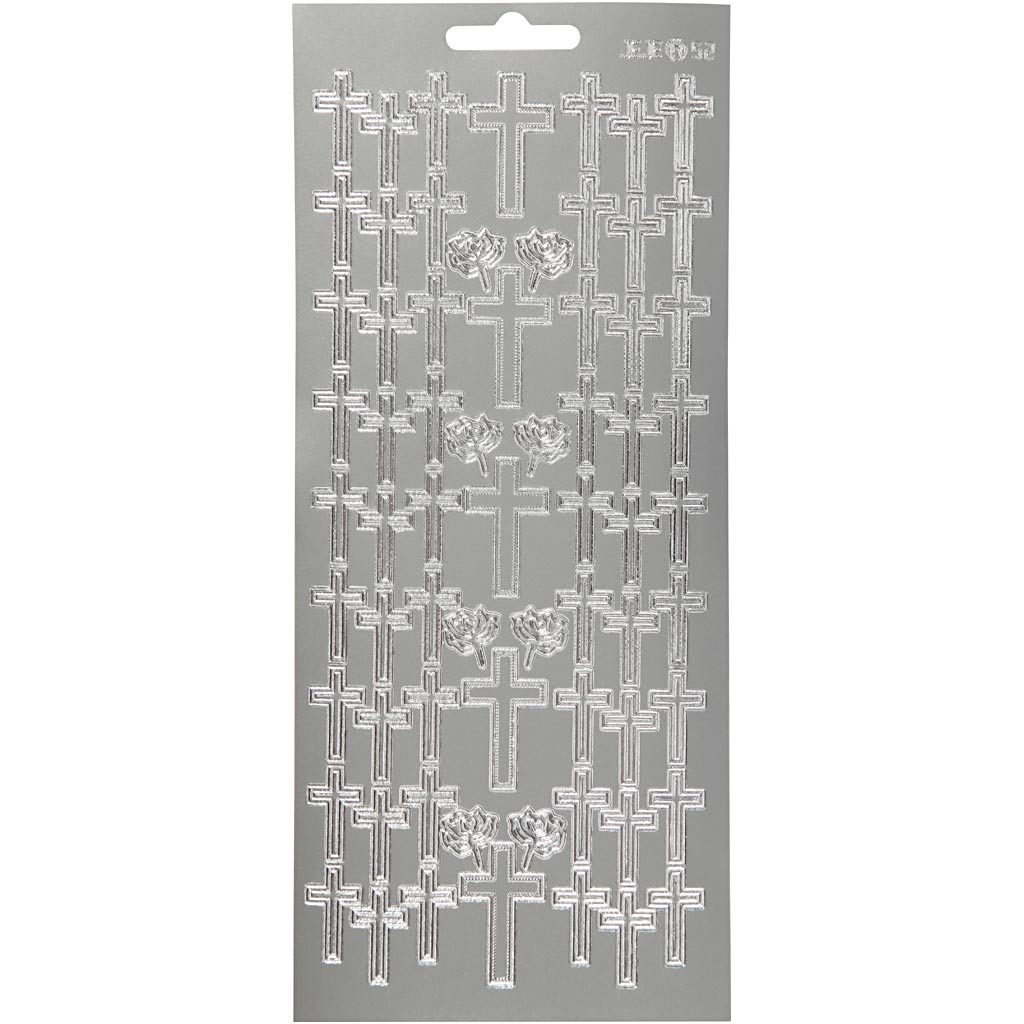 Creativ Firmenaufkleber, Kreuz, Bogen 10x23 cm, silber, 1 Bogen
