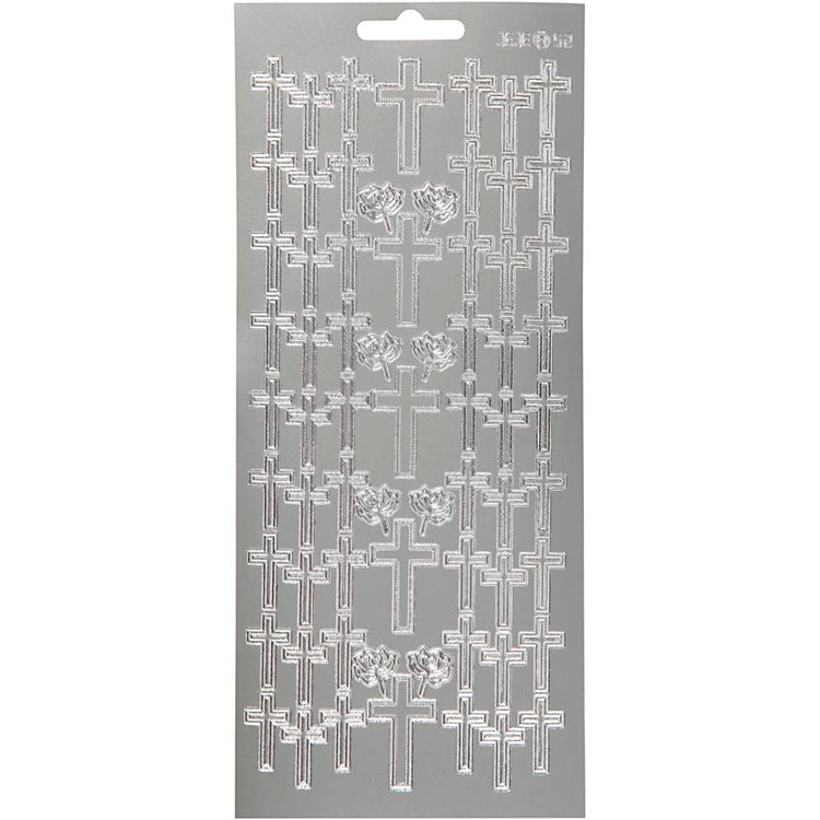 Creativ Firmenaufkleber, Kreuz, Bogen 10x23 cm, silber, 1 Bogen