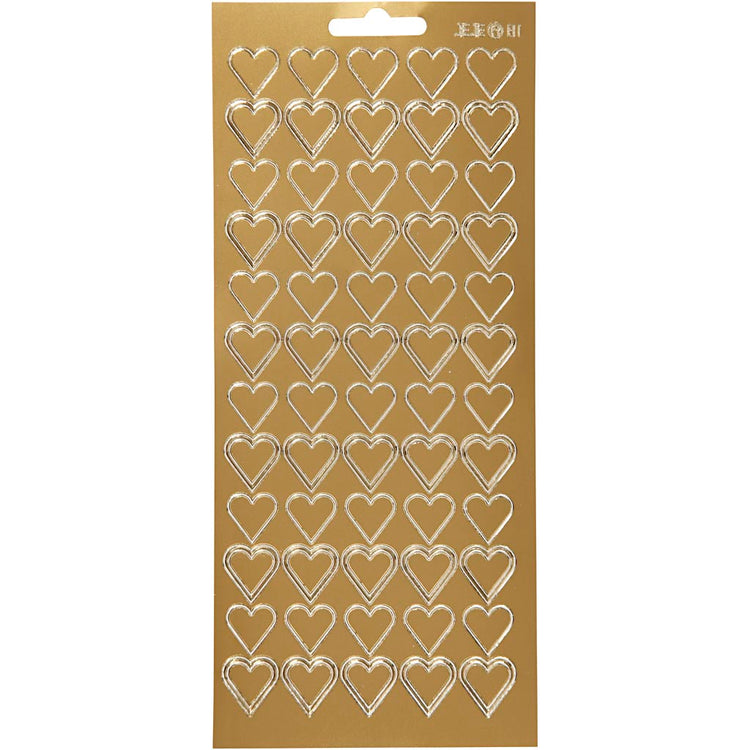 Creativ Firmenaufkleber, Herzen, Bogen 10x23 cm, gold, 1 Bogen